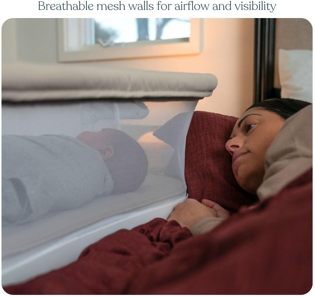 HALO® BassiNest® Lite – Breathable Baby Bassinet Slides Over Bed with Mesh Walls for Airflow &