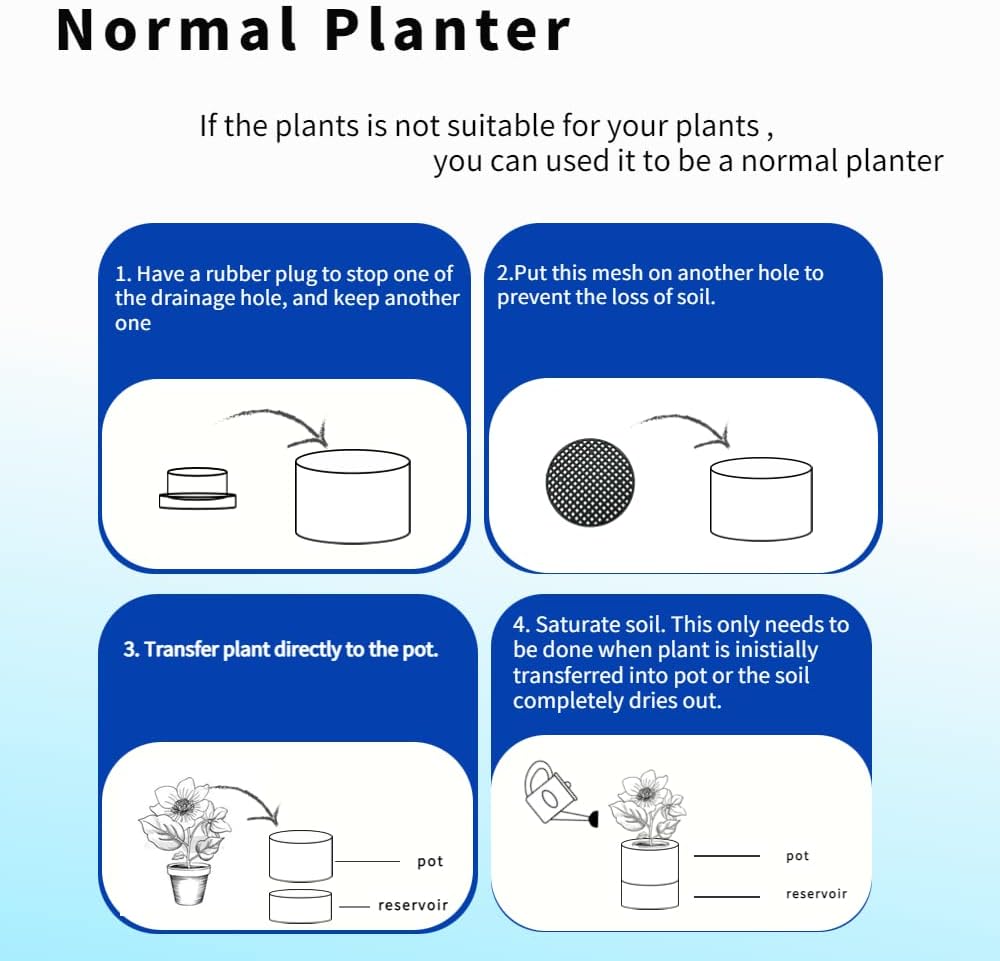 Nihow Self Watering Planter Accessory Set with Wick, Mesh - Enhance Your Plant's Growth and Health