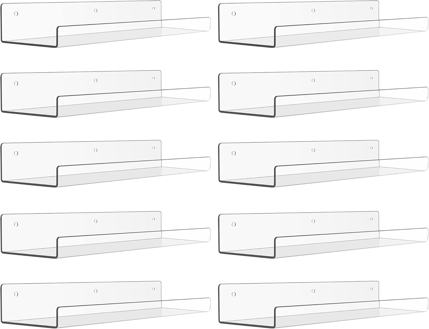 upsimples 10 Pack Acrylic Shelves Wall Organizer and Storage, 15" Display Shelf for Figure, Toy