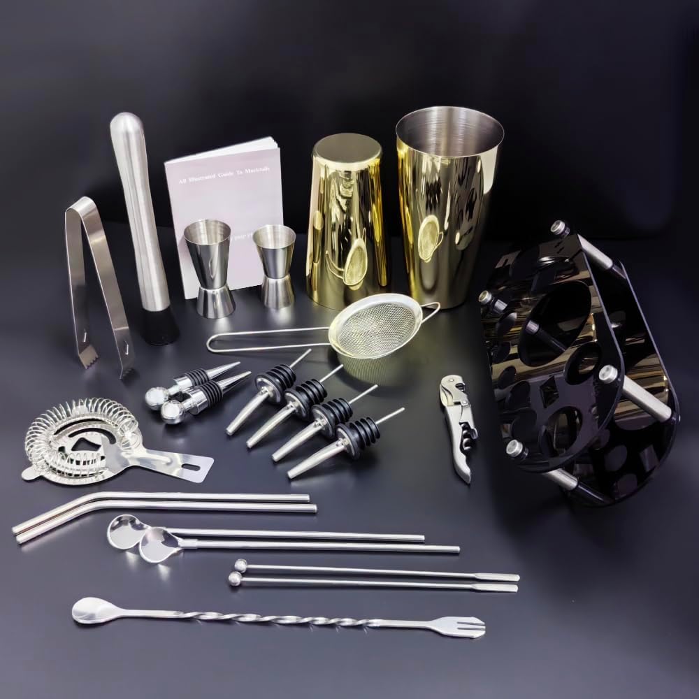 22-Piece Cocktail Shaker Set, 25/20oz Bartender Kit, Bartending Stainless Steel Bar Tools Sets for