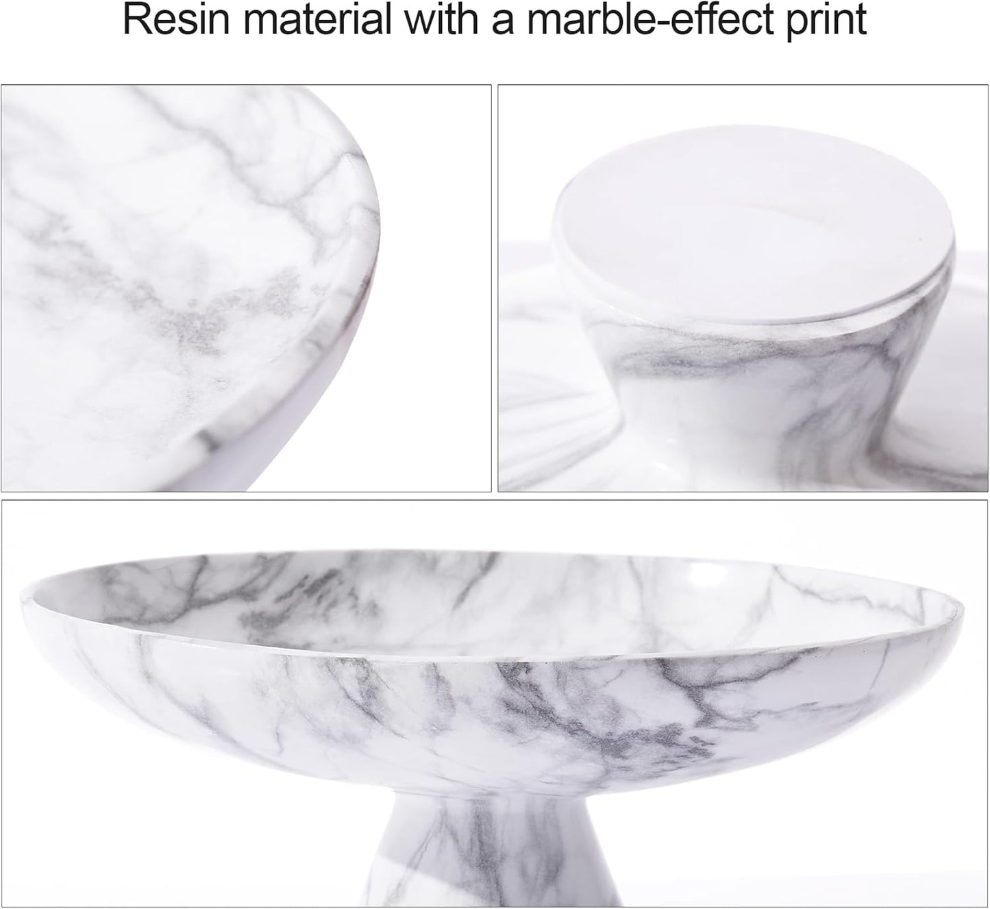 DN DECONATION White Resin Decorative Bowl for Modern Home Decor, 11.2" Large Pedestal Kitchen Fruit