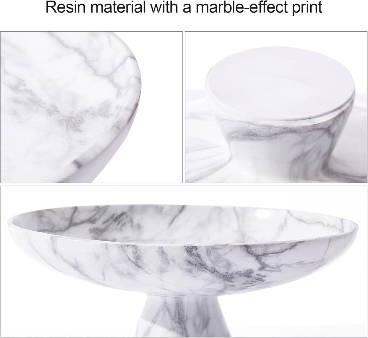 DN DECONATION White Resin Decorative Bowl for Modern Home Decor, 11.2" Large Pedestal Kitchen Fruit