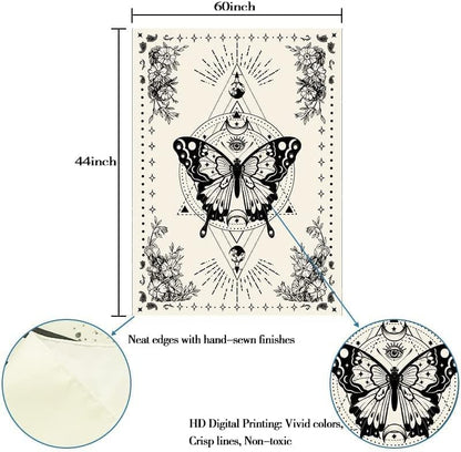 Lunerfex Boho Butterfly Tapestry Small Tapestry Tarot Tapestries Moon Phase Aesthetic Tapestries