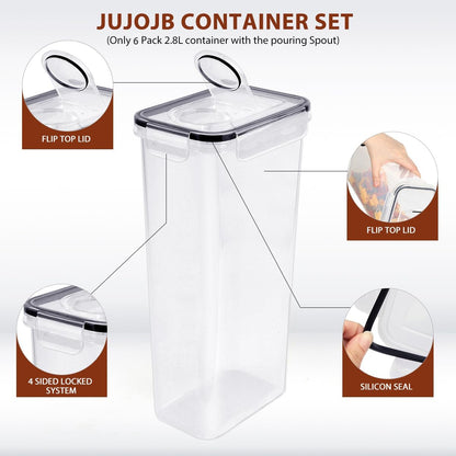 64 PCS Airtight Food Storage Containers With Lids BPA Free,6 Pack With Pouring Spout Cereal