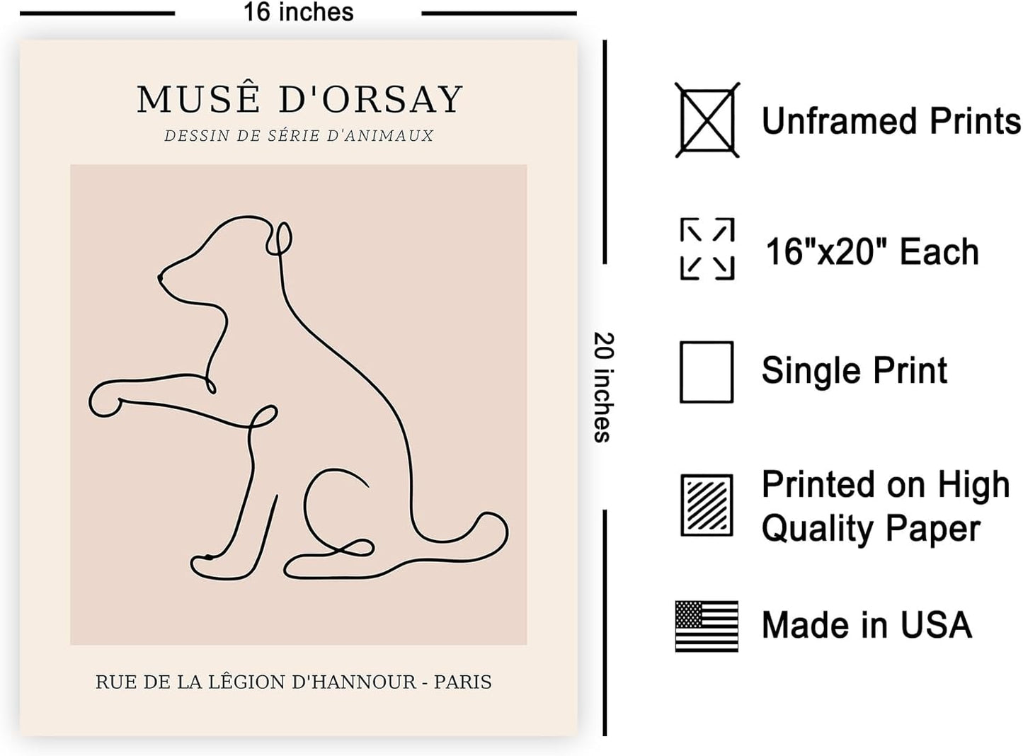 Poster Master Vintage Poster - Retro One Line Dog Drawing Print - Dog Art - Minimal Gift for Men