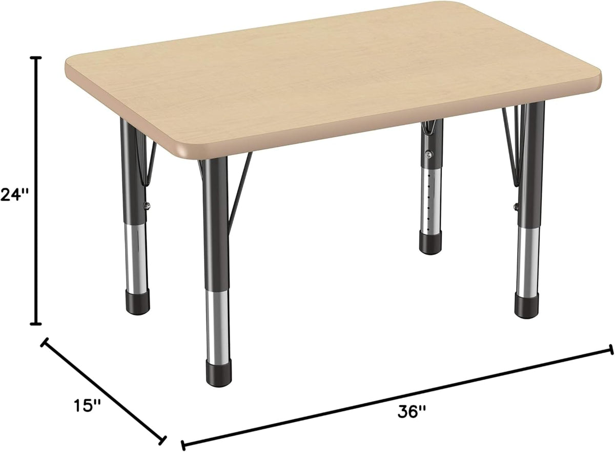 FDP Rectangle Activity School and Classroom Kids Table (24 x 36 inch), Chunky Toddler Leg