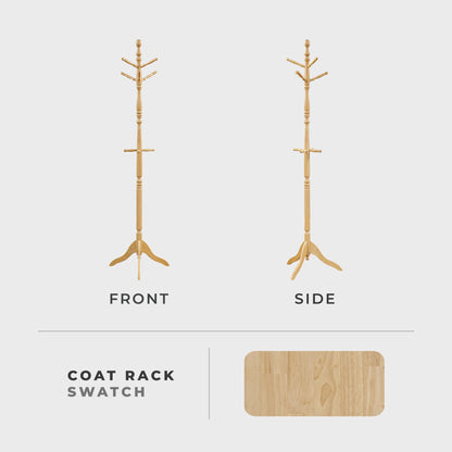Lexicon Wooden Coat Rack Stand, 3-Tier, 10 Hanging Hooks, Natural