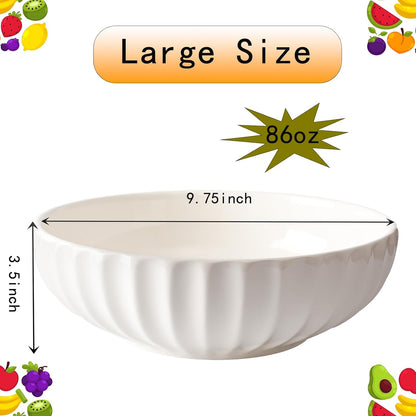 Ceramic Fruit Bowl for Home Kitchen Decor, 10" Large Fruit Basket,Decorative Fruit Storage for