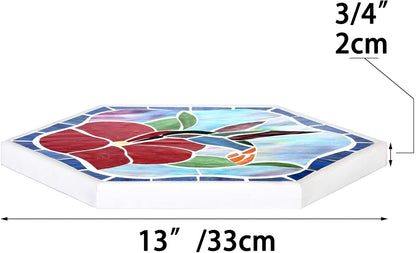 Bieye MSS003 Tiffany Style Stained Glass Mosaic Decorative Stepping Stone for Garden Decor (13"