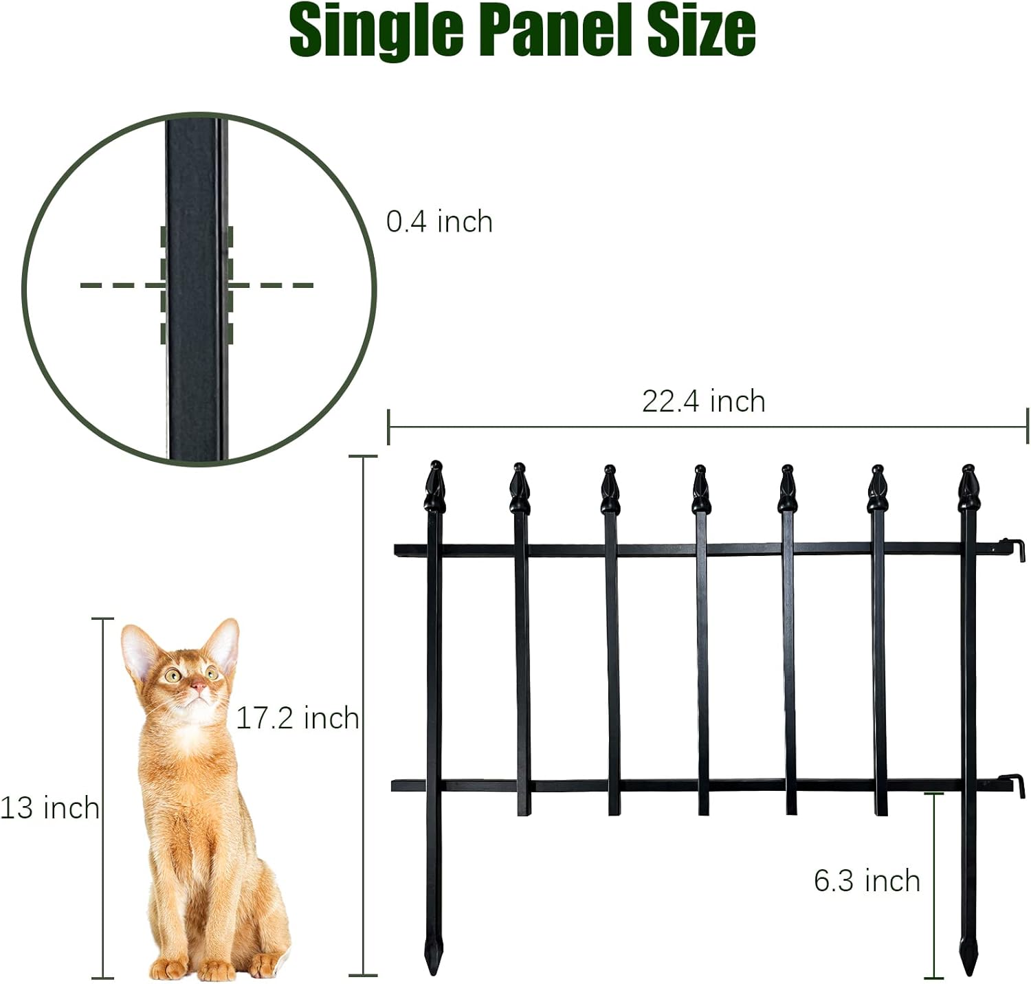 Metal Decorative Garden Fence 22" Wide x 18" High (5 Panels, Total Length 9.17 feet), Metal Border