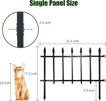 Metal Decorative Garden Fence 22" Wide x 18" High (5 Panels, Total Length 9.17 feet), Metal Border