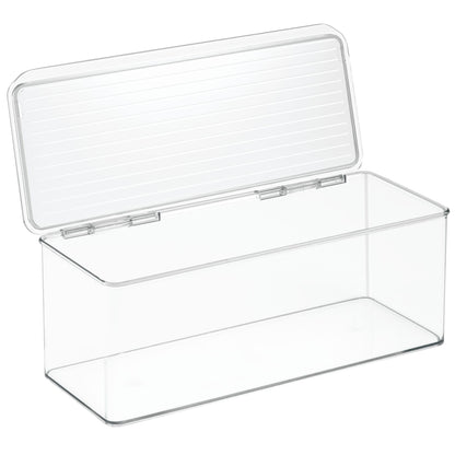 iDesign Plastic Stackable Hinged-Lid Storage Box, Clear
