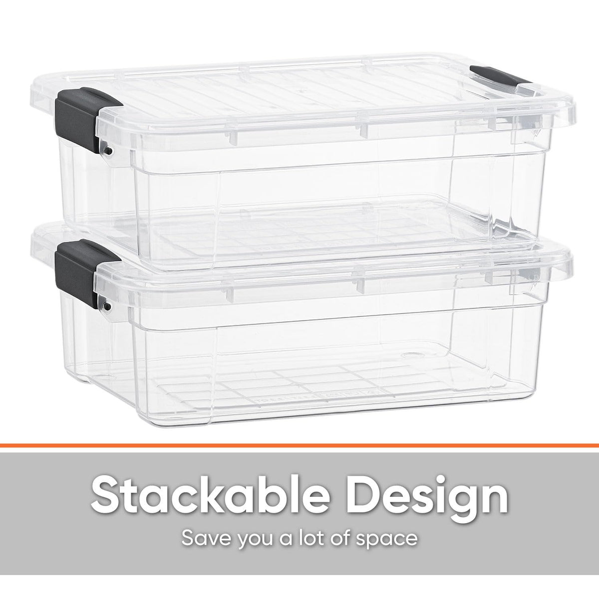 Superio Clear Storage Boxes with Lids, 1.27 Quart Plastic Container Bins for Organizing, Stackable