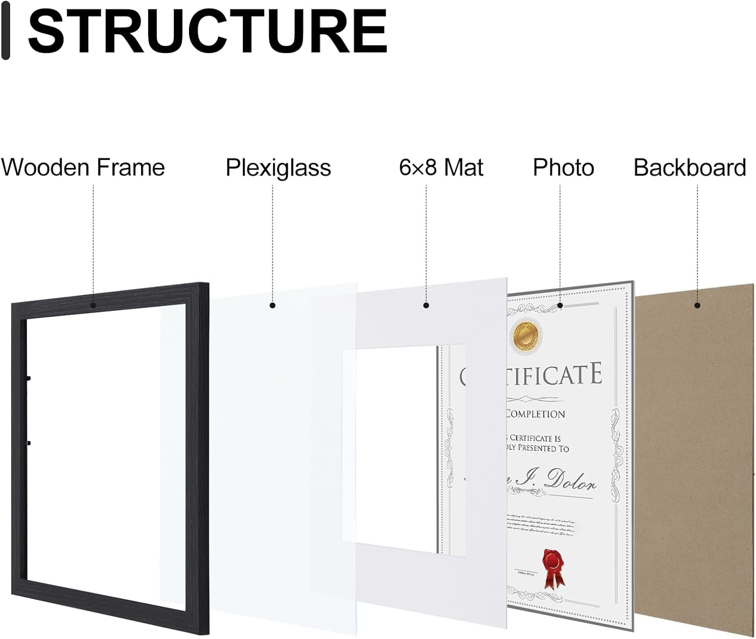 Vittanly 8.5x11 Picture Frames Set of 9, Shatter Resistant Plexiglass, Display 6x8 Pictures with