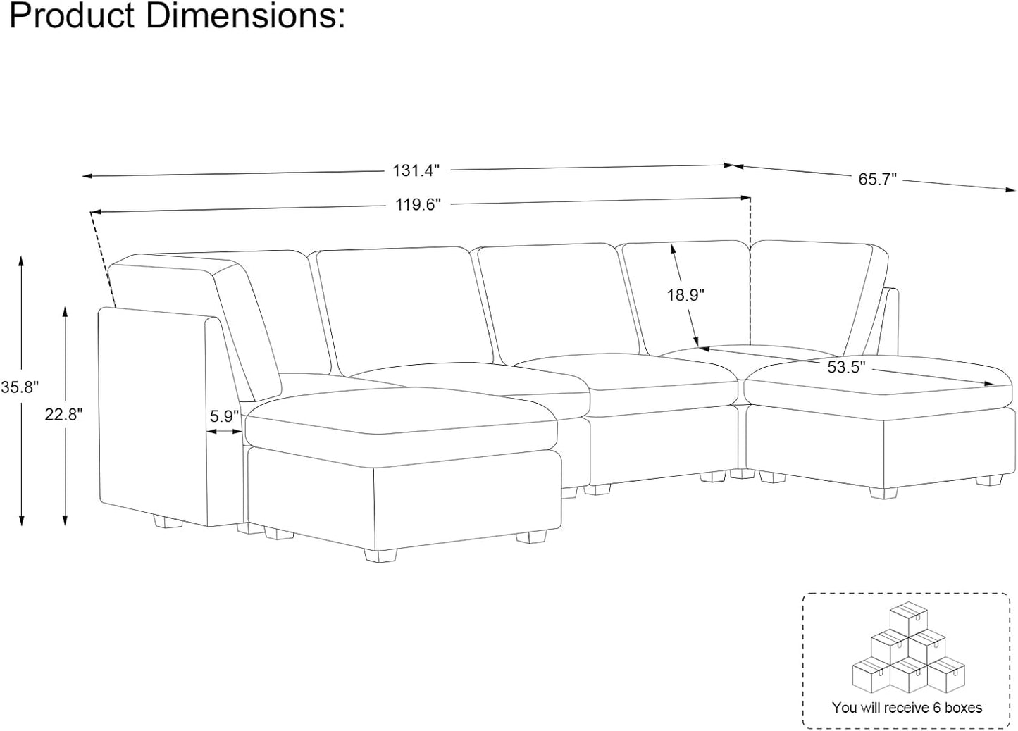 Belffin Modular Sectional Sofa with Storage Ottoman, Oversized Cloud Couch Sectional with Extra
