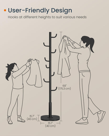 SONGMICS Coat Rack, Cactus-Shaped, 8 Sturdy Hooks, 69 Inches Tall