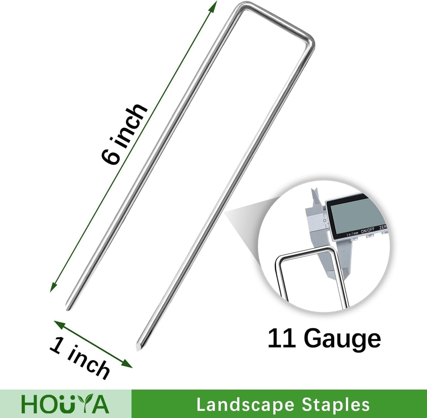 500 Pack Landscape Staples 6 Inch 11 Gauge Garden Stakes Galvanized Garden Staples Pins Anti-Rust