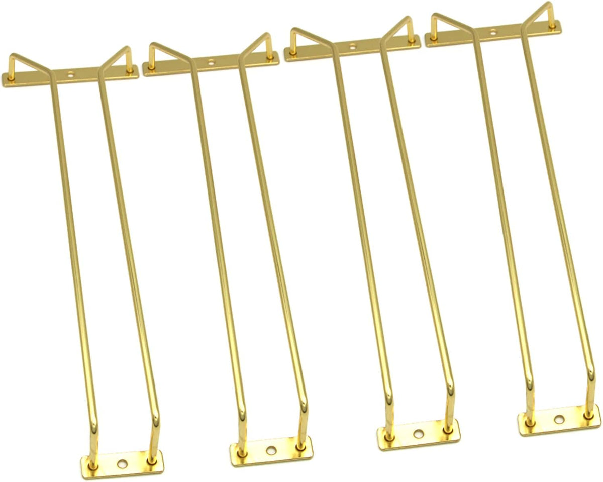14-Inch Gold Wine Glass Rack, Under Cabinet Wine Glass Holder Stainless Steel Stemware Rack