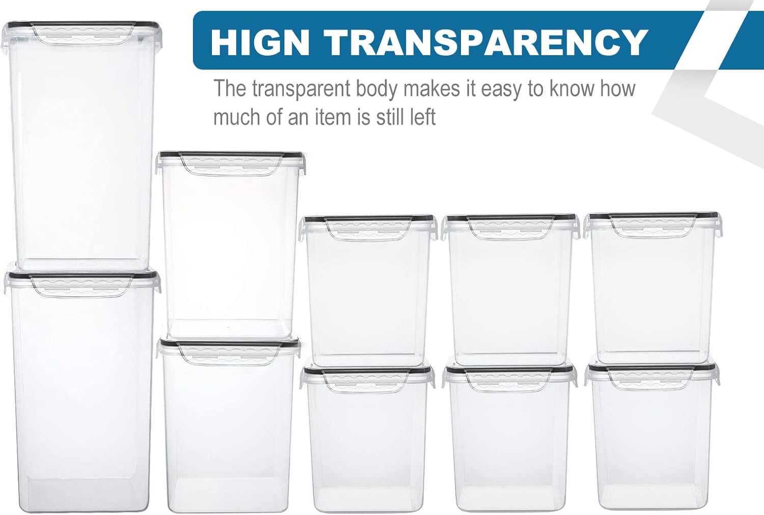 VERONES Large Tall Airtight Food Storage Containers, 10 PACK Plastic Airtight Kitchen & Pantry