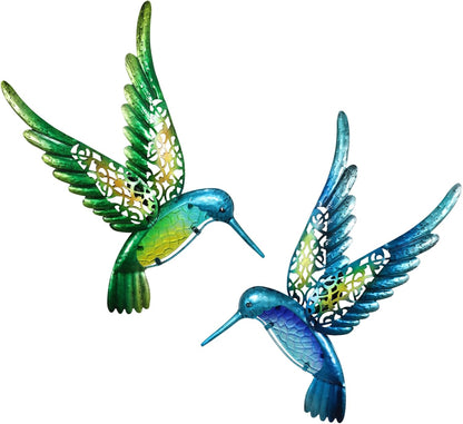 HONGLAND Metal Hummingbird Wall Art 15inch Metal Birds Wall Sculpture Garden Decoration Outdoor