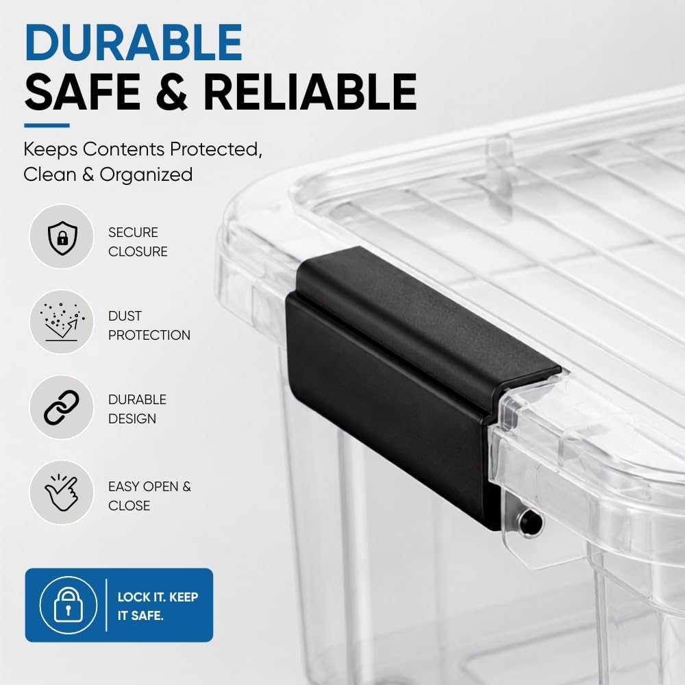 Superio Clear Storage Box with Lid, 13.7 Quart Plastic Container Bins for Organizing, Stackable