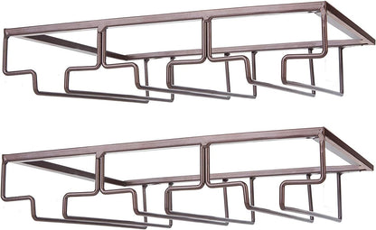 Wine Glass Rack - Under Cabinet Stemware Wine Glass Holder Glasses Storage Hanger 2 Pack Metal