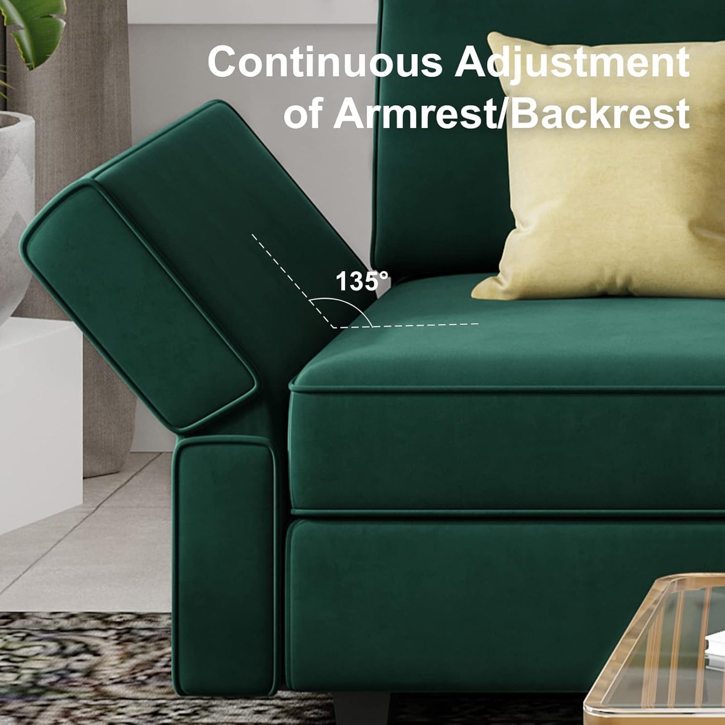 Belffin Modular Sectional Couch U Shaped Sofa with Storage Seat Reversible Sectional Sofa Couch