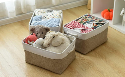 TheWarmHome Storage Basket for Organizing - 16x12x8 inch Large 3 Pack Collapsible Storage Bin for