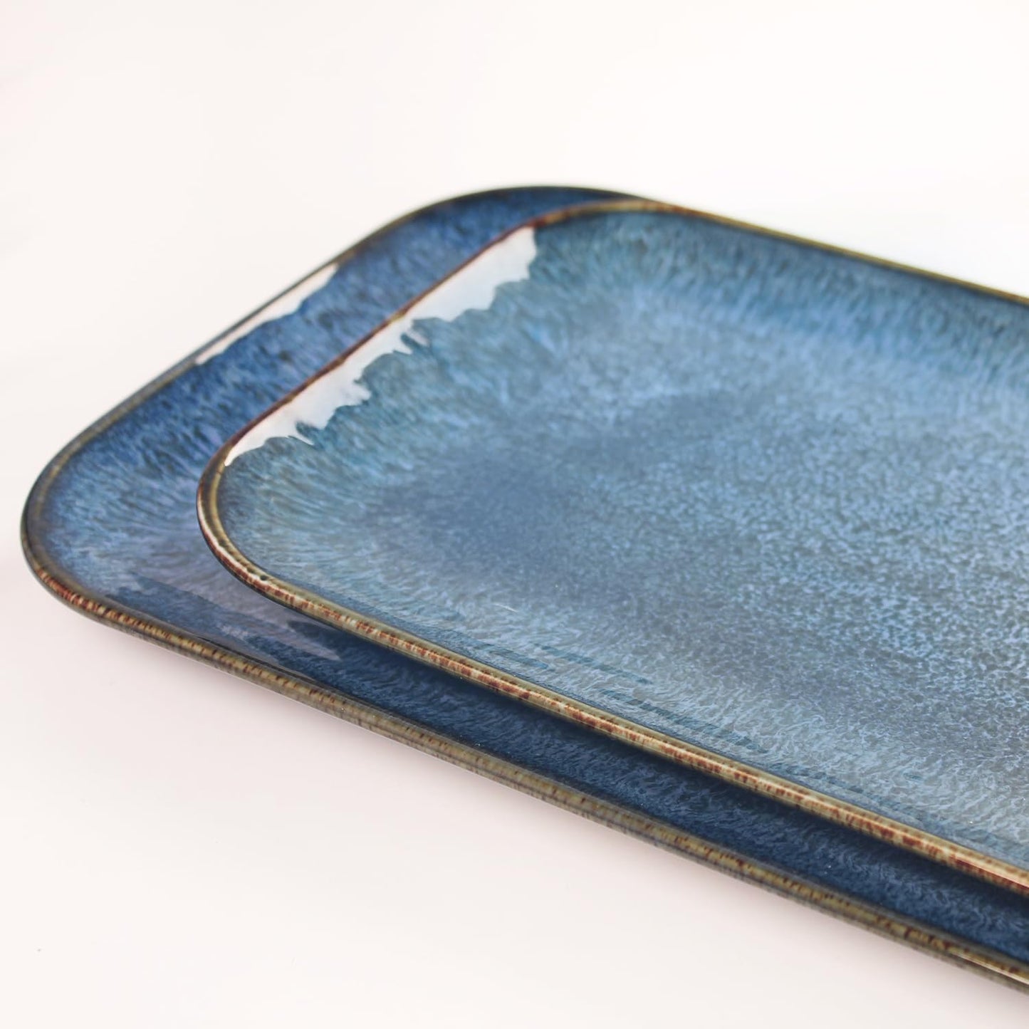 Porcelain Dinner Plates Blue 2 PCS, Serving platters for entertaining, for Fruit, cheese, snack