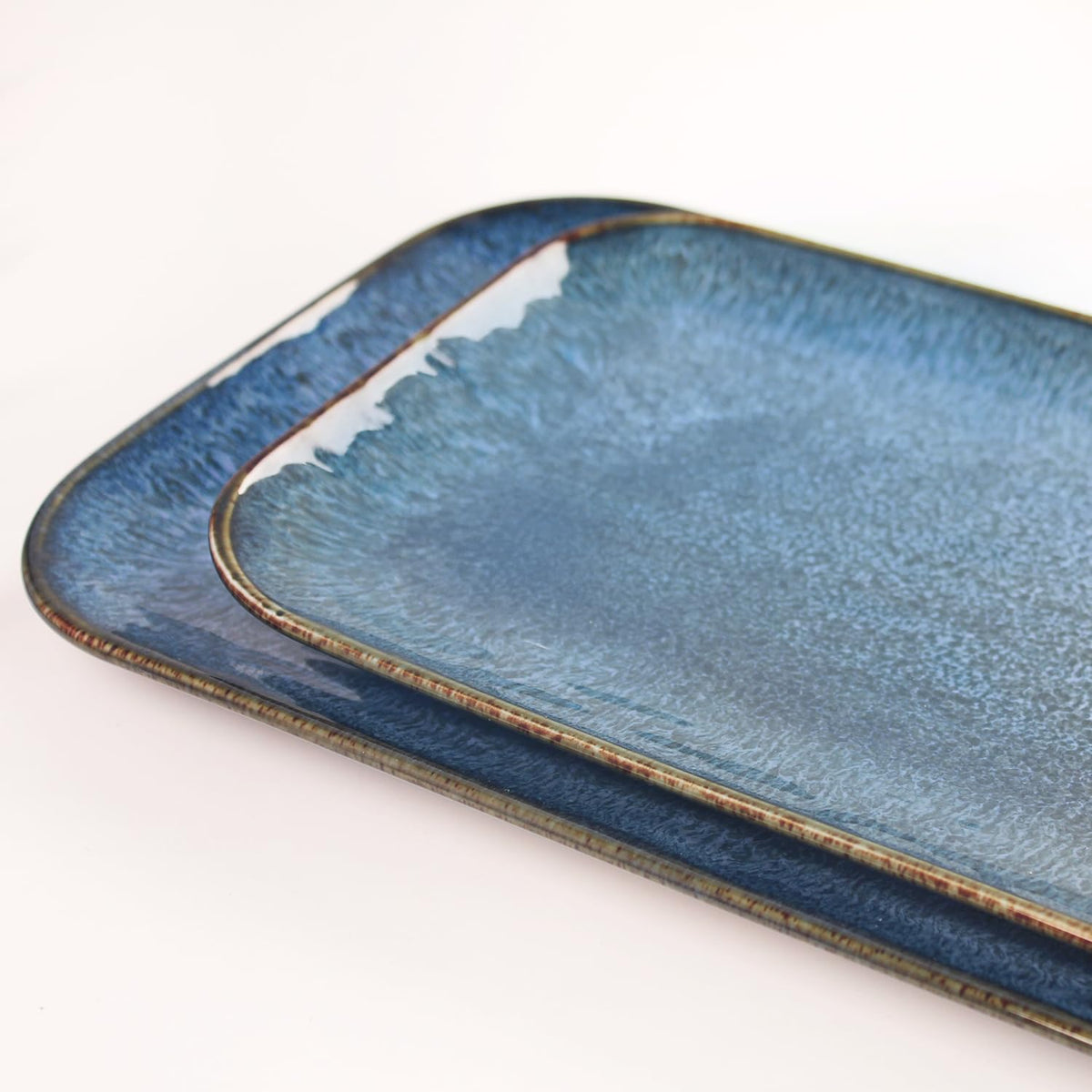 Porcelain Dinner Plates Blue 2 PCS, Serving platters for entertaining, for Fruit, cheese, snack