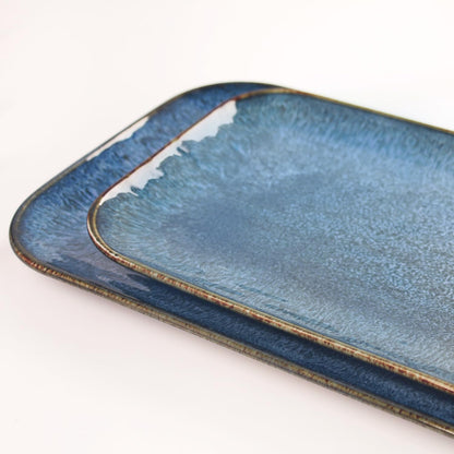 Porcelain Dinner Plates Blue 2 PCS, Serving platters for entertaining, for Fruit, cheese, snack