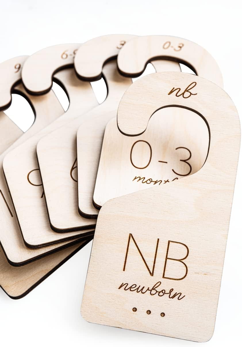 Baby Clothes Dividers for Closet – Wood Size Dividers for Newborn to 24 Months, Nursery Organizer