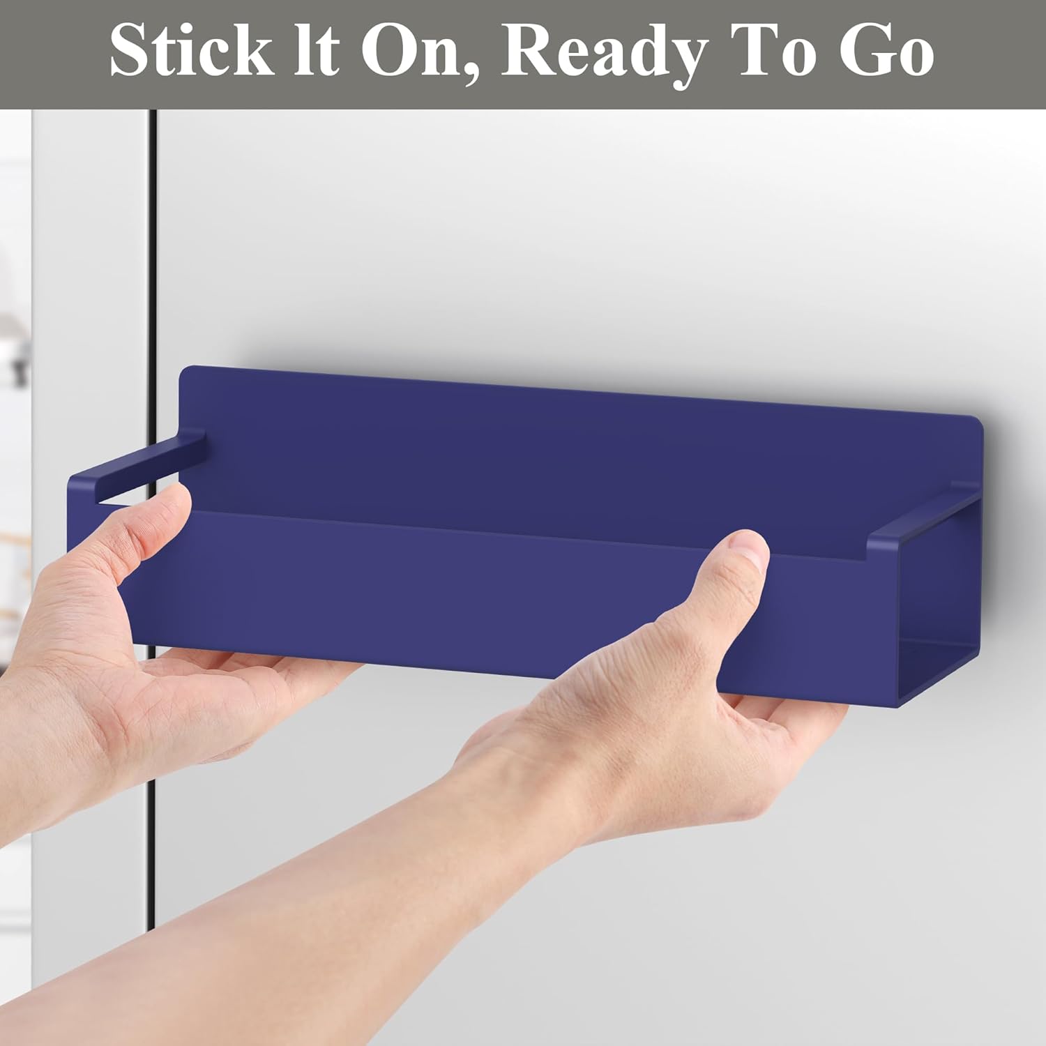 4 Pack Magnetic Spice Rack Organizer for Refrigerator and Oven, Dark Blue Fridge Organizers and