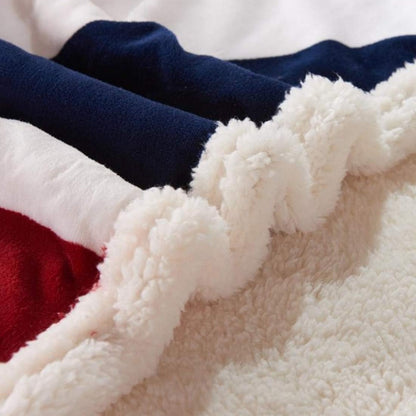 UKELER US Flag Patriotic Sherpa Throw Blanket 50''×60'', American National Flag Fleece Blanket for