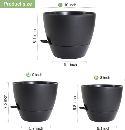 10/9/8 inch Medium Self Watering Pots, Plant Pots with Mesh Drainage Holes for Indoor Outdoor
