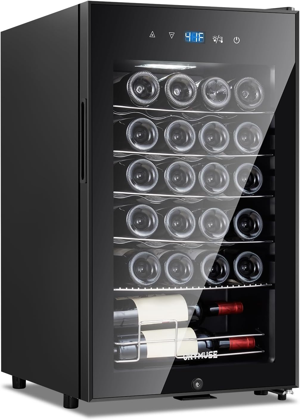 24 Bottle Compressor Wine Cooler Refrigerator with Lock, Freestanding Wine Fridge, 41°F-64°F
