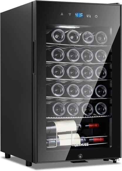 24 Bottle Compressor Wine Cooler Refrigerator with Lock, Freestanding Wine Fridge, 41°F-64°F