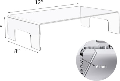 Jusalpha 6mm Thickness Clear Acrylic Display Riser with Tray Handles For Laptop, Notebook, Retail