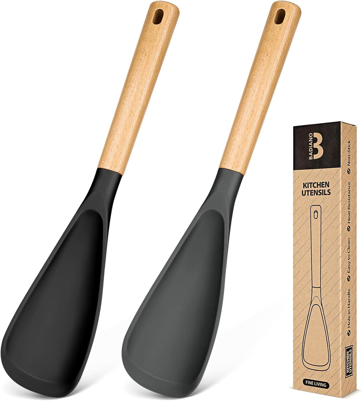 Cooking Spoon for Nonstick Cookwares, Great for Cooking and Serving Sturdy BPA-Free Matte Silicone