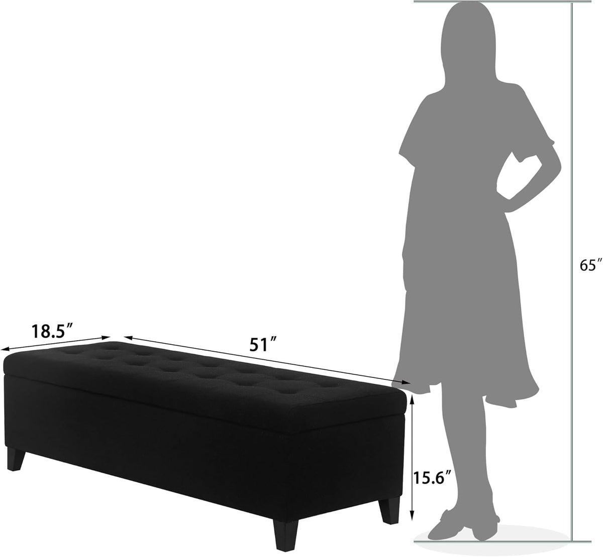 Joveco Storage Ottoman Bench, 51" Rectangle Long Bench, for Bedroom, End Foot of Bed, Living Room