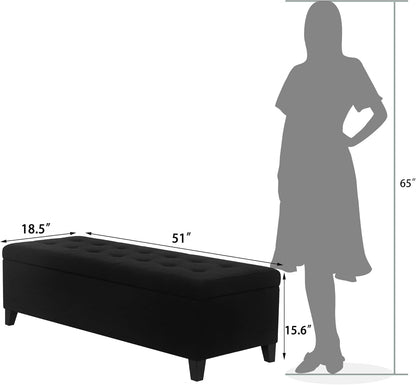 Joveco Storage Ottoman Bench, 51" Rectangle Long Bench, for Bedroom, End Foot of Bed, Living Room