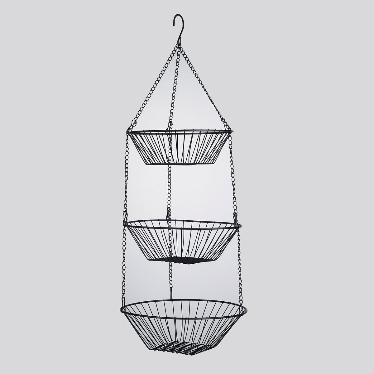 3-Tier Wire Fruit Hanging Basket 2 Packs,non-Punching Wall Hanging Storage,Kitchen Bathroom