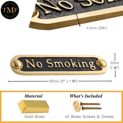 No Smoking Brass Door Sign. Traditional Style Home Décor Wall Plaque Handmade By The Metal Foundry