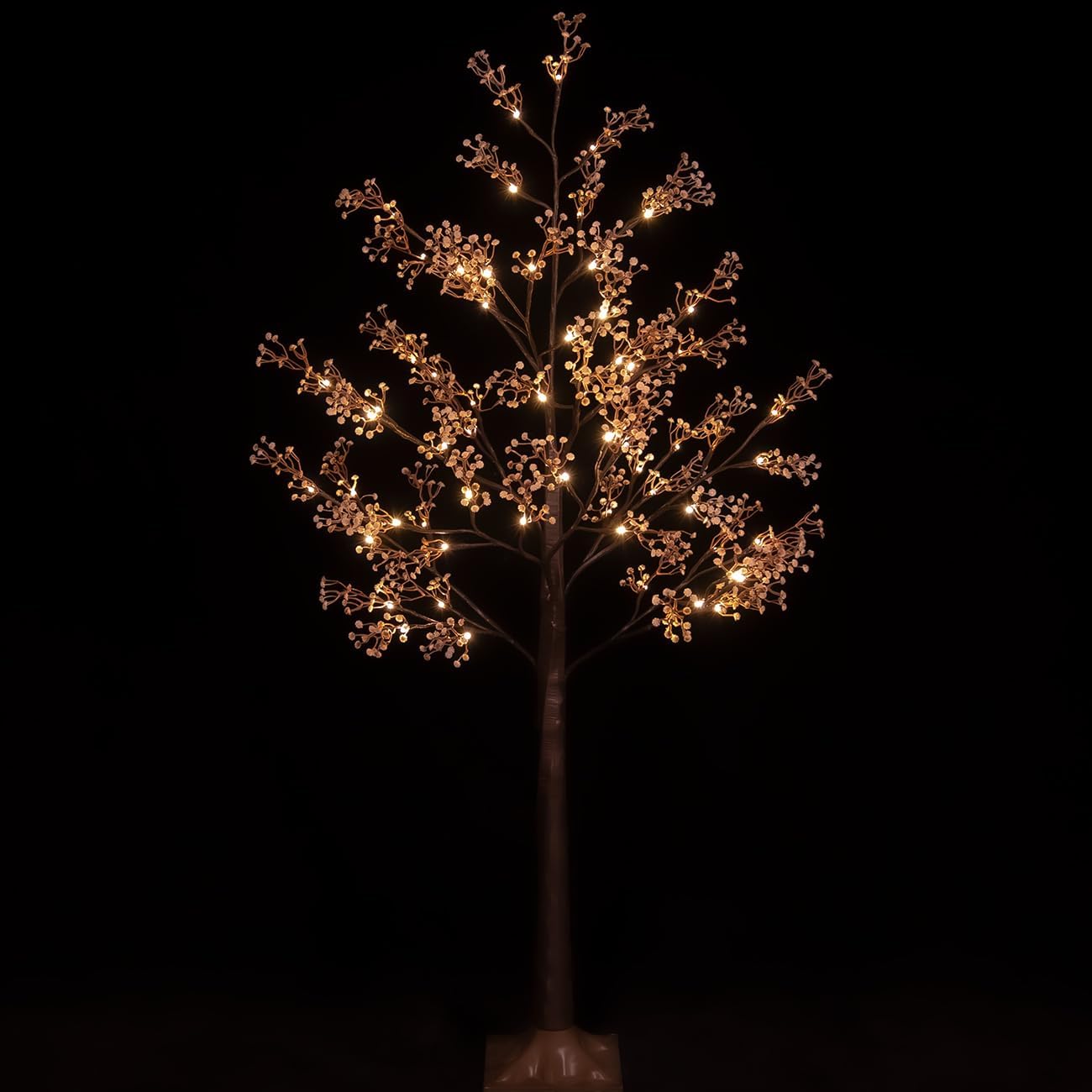 4ft Lighted Baby's Breath Tree with 64 Warm White LED Lights for Holiday Decor - Dimmable, UL