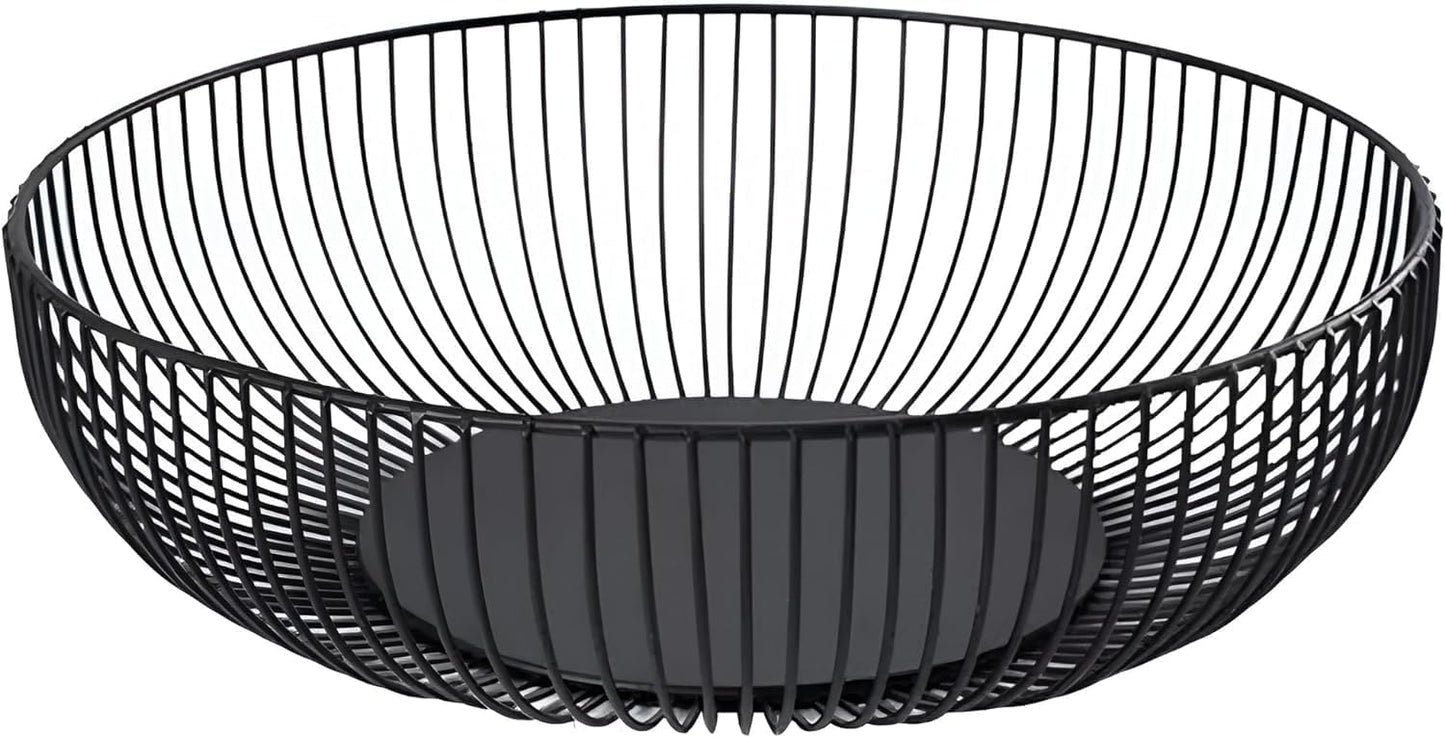 Fruit Bowl for Kitchen Counter, Black Wire Fruit Bowl, Metal Countertop Fruit Basket, 11 Inches