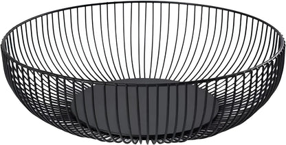 Fruit Bowl for Kitchen Counter, Black Wire Fruit Bowl, Metal Countertop Fruit Basket, 11 Inches