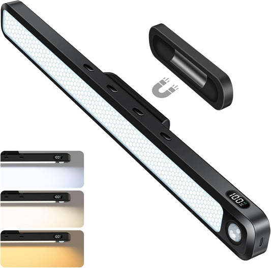 Ferswe 5W Motion Sensor Magnetic Light Bar, 2500mAh Rechargeable Under Cabinet Lighting with