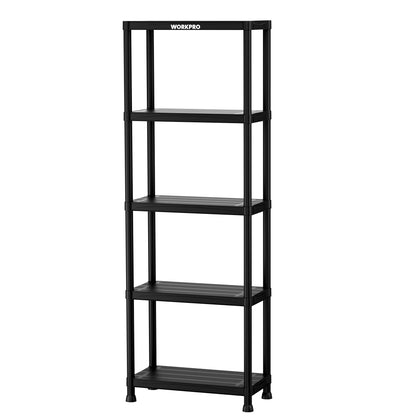 WORKPRO 5-Tier Plastic Storage Shelves, 500lb Capacity Shelving Unit, 67.1" H x 23.9" W x 12" D
