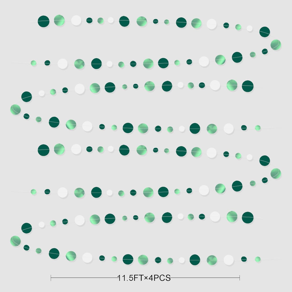 46 Ft Sage Green Party Decorations Metallic Sage Green White Polka Dots Garlands Hanging Paper