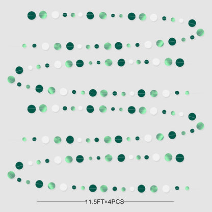 46 Ft Sage Green Party Decorations Metallic Sage Green White Polka Dots Garlands Hanging Paper